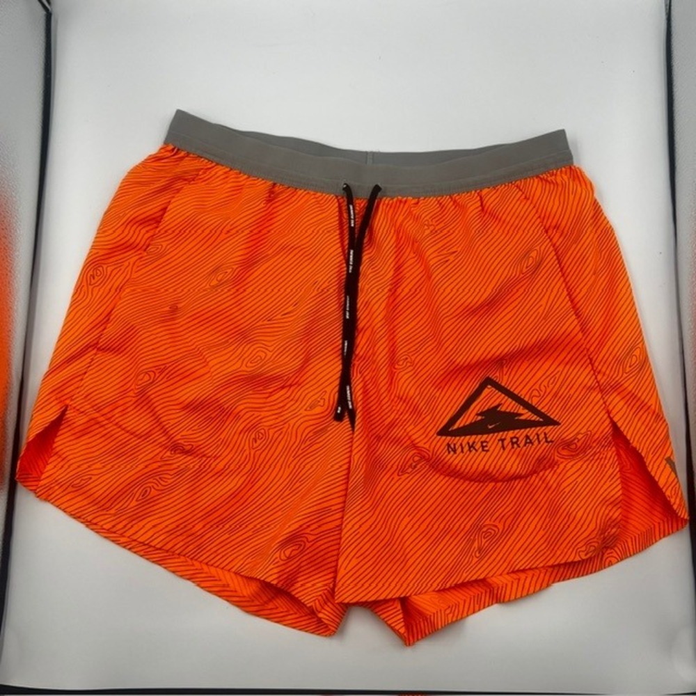 Nike Men's Small Trail Flex Stride Running Shorts Orange Woodgrain